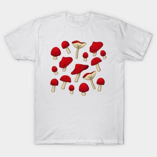 Mushrooms | Cute | Red T-Shirt